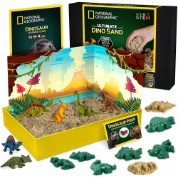 National GEOGRAPHIC kinetinio smėlio rinkinys su dinozaurais kg NGDINOSAND2   